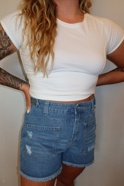 Denim High Rise Shorts