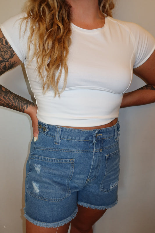 Denim High Rise Shorts