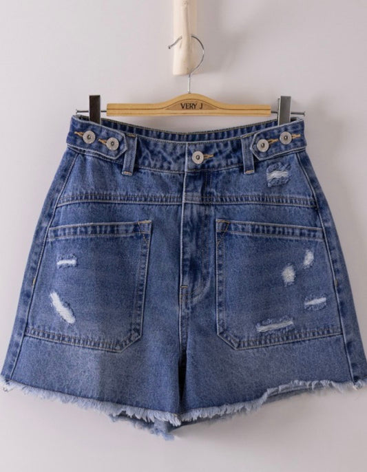 Denim High Rise Shorts